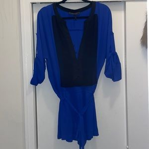 BCBG maxazria blue and black romper